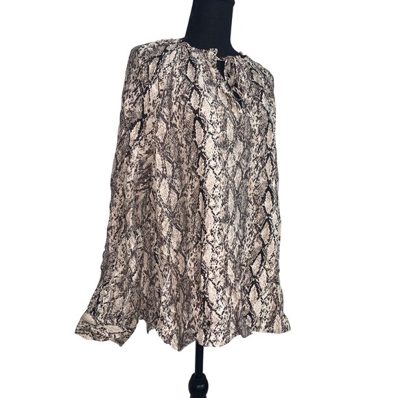 Ava & Viv Womens Tan Snake Print Long Sleeve Top Blouse Plus Size 3X - Picture 3 of 11